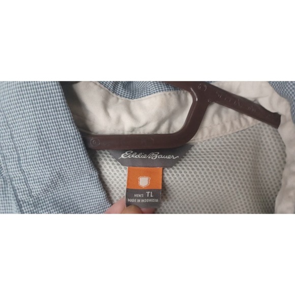 Eddie Bauer Sport Shop Long Sleeve Button Down Fishing Shirt TL Tall Large Gray - Picture 4 of 6